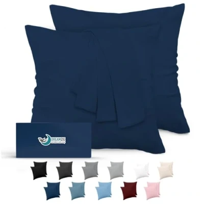Imagen de Dreamzie Fundas de Almohada (Juego 2) para Las Almohadas 80 x cm, Azúl Oscuro, Microfibra (100% Poliéster) Cojines Calidad con una Suavidad Incomparable