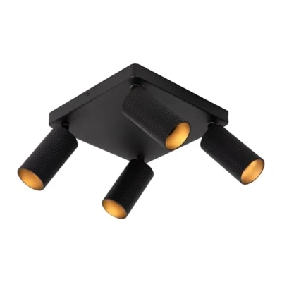 Imagen de Lucide Downlight Clubs, negro, 4 luces, GU10, aluminio