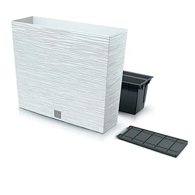 Imagen de Macetero color blanco, con depósito, colección FURU, de 58 x 18 49,8 cm, capacidad 12 L.