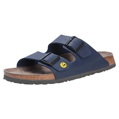 Imagen de Birkenstock Arizona Birko Flor Zapatos de trabajo unisex para adultos, antiestáticos, Flor, color negro, talla 36, plantilla estrecha, azul, 5.5 UK