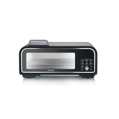 Imagen de SEVERIN SERICO horno digital para pizza, electrónico pizzas con función de aire caliente, pantalla y carcasa safe touch, hasta 400C, 20 programas, interior/exterior, negro, PG 8575