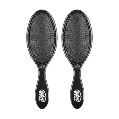 Imagen de Cepillo desenredante Wet Brush original detangler para el cabello, diseño negro clásico, cerdas IntelliFlex ultrasuaves, desnreda fácilmente todo tipo de cabello (húmedo y seco) (pack 2)