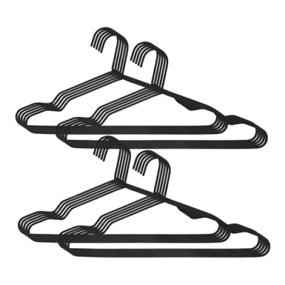 Imagen de COM FORT HOUSE Perchas de Metal Negro Antideslizantes y Resistentes Ideal para Chaquetas, Pantalones, Blusas Pack 20
