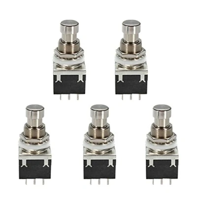 Imagen de E Support 5 Piezas 3PDT 9 Pin Interruptor de Pedal Efecto Guitarra Metal Caja Efectos Derivación Verdadera Stomp Negro