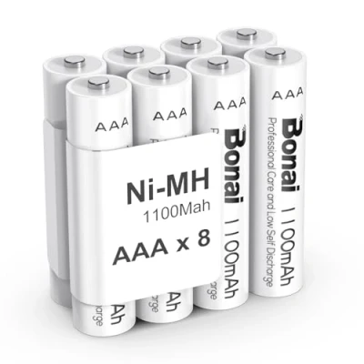 Imagen de Pilas Recargables AAA, BONAI 1,2V Alta Capacidad 1100mAh Ni MH 1200 Ciclos AAA Batería Recargable, Baja Autodescarga (8 Piezas)