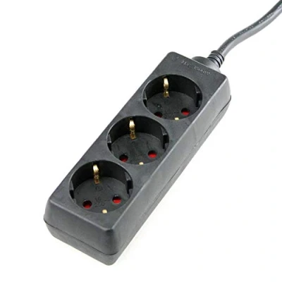Imagen de as Schwabe 11332 Regleta de 3 enchufes (3 m, H05VV F 3G1,5, IP20, uso en interior), color negro