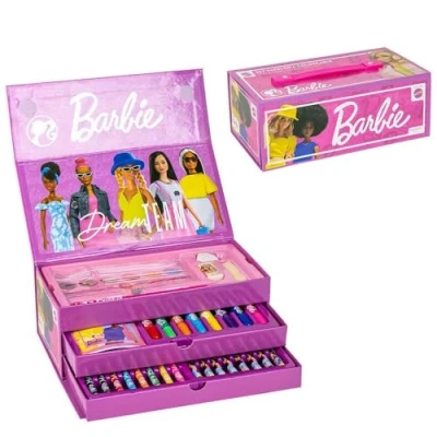 Imagen de Set de Papeleria Inspirado en Barbie Color Rosa 26 X 10 13 Cm Incluye Maletín con Todo Lo Necesario para Colorear Producto Original Diseñado España