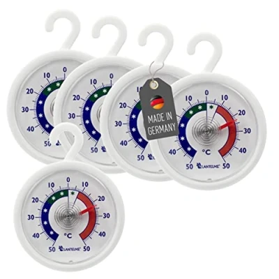 Imagen de Lantelme Conjunto Termómetro 5 pcs. nevera congelador redondo con gancho para colgar, analógica y bimetálicas. digital juego de fabricación alemana 4951