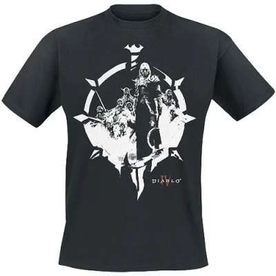 Imagen de Diablo 4 Necromancer Hombre Camiseta Negro L 100% algodón Regular
