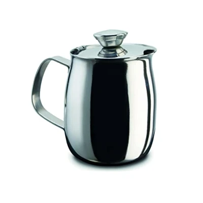Imagen de PEZZETTI, Lechera de acero inoxidable, jarra leche acero, con tapa, 6 tazas