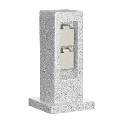 Imagen de ledscom.de Columna de Enchufe jardín Pock para Exterior, IP44, 2 vías, Gris (Aspecto Piedra), Angular, 30 cm, Torre Enchufe, Toma Corriente energía,