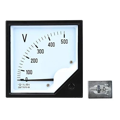 Imagen de voltimetro analogico 380v + medidor de voltaje panel analógico Voltímetro cuadrado AC 0 500V para dispositivos control electrónico