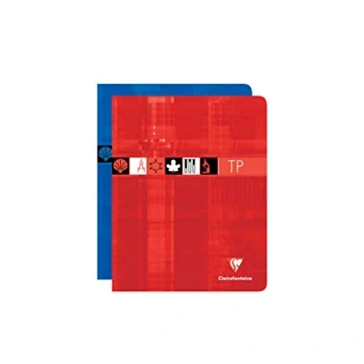 Imagen de Clairefontaine 37227AMZC Un lot de 2 cahiers travaux pratiques 80 pages 17x22 cm grands carreaux 90g et unies 125g, couvertures carte pelliculée assorties aléatoires