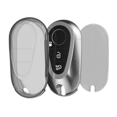 Imagen de kwmobile Carcasa para Mando Compatible con Mercedes Benz Llave de Coche 3 Botones Smart Funda Llaves TPU Transparente Negro/Transparente