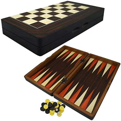 Imagen de PrimoLiving Juego de Backgammon Madera Lujo Oporto 32,4 x 35 cm Tablero Incluido