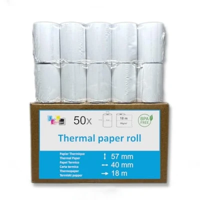 Imagen de 50 tarjeta de crédito calor la bobina 57 x 40 12 m térmicas papel Rodillos tarjetas estándar máquina CEE