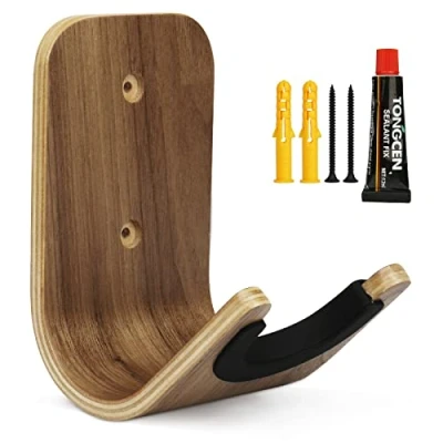Imagen de Yuepin Colgador de Pared para Guitarra, Panel Compuesto Madera Maciza Soporte Gancho Guitarra con Tornillos y Adhesivo Ukelele, Bajo, Flamenca/Acústica/Eléctrica (Ukelele)