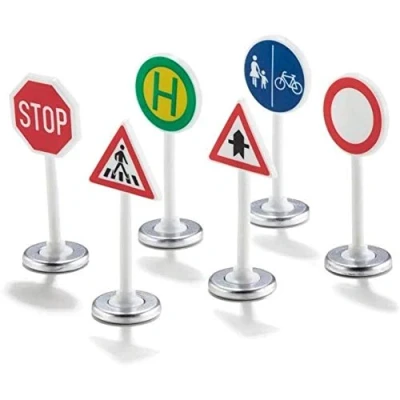 Imagen de siku 0857, Set de señales carretera, 6 piezas, Metal/Plástico, Multicolor, Fácil combinar con los mundos juego