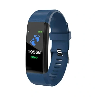 Imagen de Pulsera de Actividad Inteligente Podómetro Deportiva Frecuencia Cardíaca Tensión Arterial SmartBand Bluetooth para fitbits Smart Watch (Blue)