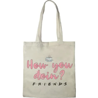 Imagen de cotton division TOTE BAG FRIENDS HOW YOU DOING ? REFERENCIA: BWFRIENBB005, ECRU, 38 x 40 cm