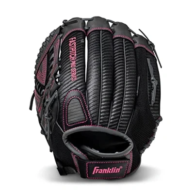 Imagen de Franklin Sports Softball Glove Fastpitch Pro Guante de sóftbol para Adultos y jóvenes Infield Outfield Rosa 12 Pulgadas Lanzamiento Mano Izquierda, Unisex