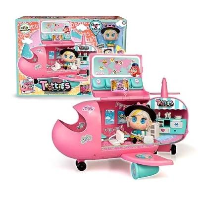 Imagen de Trotties Avión de Chiara, Rosa Juguete y Muñeca Mini, 20 Accesorios, Pegatinas Varios Espacios Modos Juego, Desde 3 años, Famosa (TFT12000)