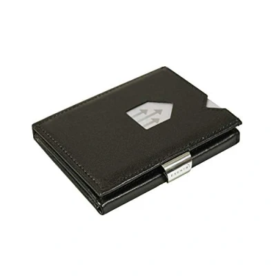 Imagen de EXENTRI Cartera de Cuero con Tres Pliegues Bloqueo RFID Clip Cierre acero Inoxidable