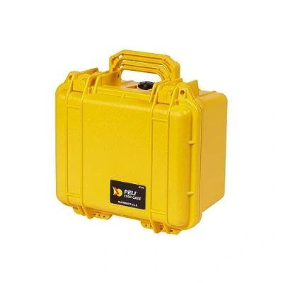 Imagen de PELI 1300 Maleta pequeña rígida y estanca para el transporte de objetos frágiles, IP67 e impermeable al polvo, 6L capacidad, fabricada en EE.UU., con espuma personalizable, color amarillo