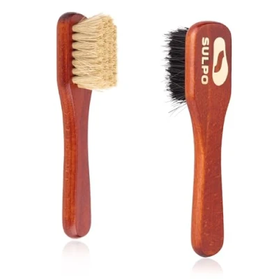 Imagen de SULPO cepillo de crema para zapatos, suave, piel, suciedad zapatos juego 2 unidades, 1 negro y natural, cuidado