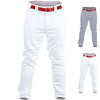 Imagen de Rawlings Pro 150 Series Juego/Práctica Pantalones de béisbol, Adulto, Piped, Longitud Completa, Hombre, PRO150 Pantalón Blanco M, W 89, Blanco, M