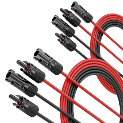 Imagen de ABSINA 4x 2 Metro cable solar 4mm2 H1Z2Z2 K negro y rojo para placa resistente a UV panel solar, 4mm, 4mm2, con enchufe,