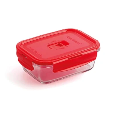 Imagen de Luminarc Pure Box Rojo Recipiente Rectangular Hermético Vidrio 16x11x7cm 82cl Bicolor