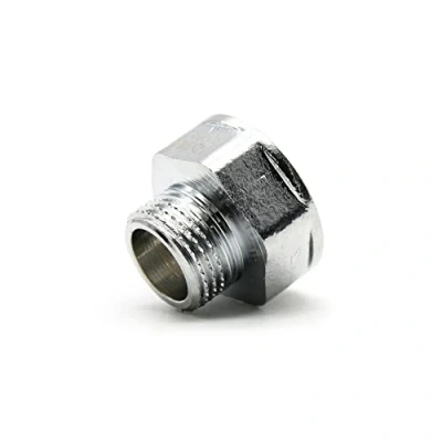 Imagen de DOJA Barcelona Manguito Reductor M H Adaptador 1/2 a 3/4 Reducciones de Tubo Laton Cromado Conector Grifo Ducha, Manguera Alcachofa Ducha con Manguera, Desague Lavadora, Jardin