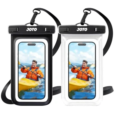 Imagen de JOTO 2 uds. Bolsa Estanca Móvil Universal, Funda Impermeable para iPhone 16/15/14/13/12 Mini/Pro/Pro MAX/11/XS/XR/8 Plus/7 Plus, Galaxy Note10+/S20 Ultra/S20+/S10e hasta 7&quot; Negro/Rosa