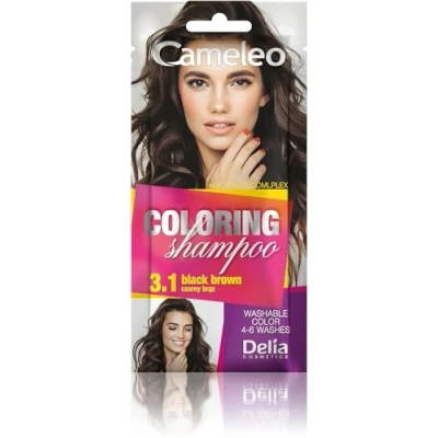 Imagen de Cameleo Champú tintado Black Brown Refresque de color rápido y fácil &quot;Color en color&quot; Sin amoniaco ni oxidantes bolsa 40 ml