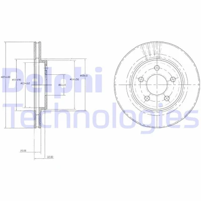 Imagen de DELPHI BG3594 Disco de freno 257 20 5 ventilado aceitado sin procesar cojinete rueda, anillo sensor ABS CHRYSLER: Voyager / Grand 3