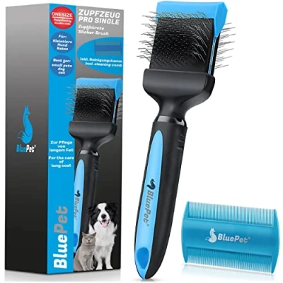 Imagen de BluePet ZupfZeug Pro cepillo profesional para perros de pelo largo, y gatos, elimina suavemente la capa interior, enredos nudos