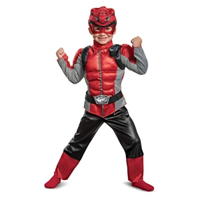 Imagen de Disguise Disfraz Power Ranger Niño Beast Morphers Rojo, Rangers Morpher Niño, Rojo Musculos Disfraz, Carnaval Talla XS