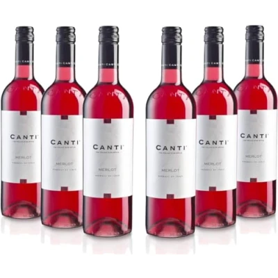 Imagen de Canti Merlot, Vino Rosado Seco Italiano 11,5%, Sabor Suave con Gusto Afrutado, 6x750 ml