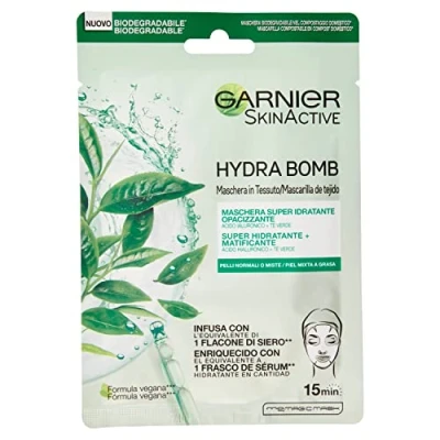 Imagen de GARNIER Skin Active Mascarilla de Tejido HydraBomb, Hidratante y Matificante, para Pieles Mixtas a Grasas
