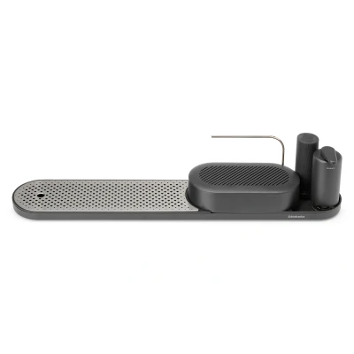Imagen de Brabantia SinkStyle Conjunto Organizador para encimera de cocina con dispensador y exprimidor jabón (Gris Infinito): Soporte bayeta bandeja secado grande, antideslizante.