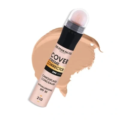 Imagen de Dermacol Cover Xtreme Corrector Contorno en Barra, Líquido de Larga Duración No Alergénico con SPF30, Fórmula Ligera Alta Cobertura Ojeras para Pieles Acné No.1 (207)