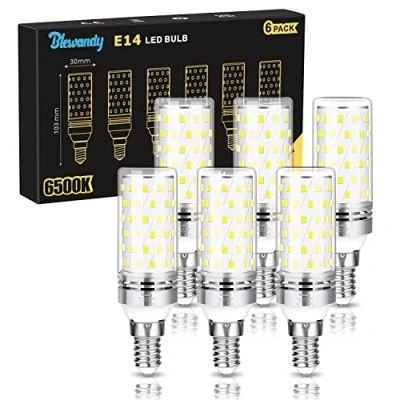 Imagen de Bombilla LED E14 12W, Equivalente a Lámpara Halógena de 100W, Luz Blanca Fría 6500K, 1200Lm Maíz Bombillas, 360 Ángulo Haz, No Regulable Paquete 6