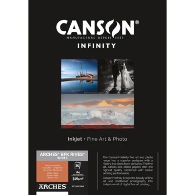 Imagen de Canson Infinity BFK Rives 100% Texturado 310g Caja A4 25H Blanco Natural