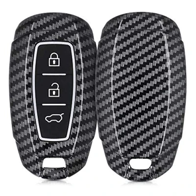 Imagen de kwmobile Funda Compatible con Hyundai Kia Llave de Coche Keyless Go 3 Botones Carcasa Dura para Mando Auto Carbono Negro