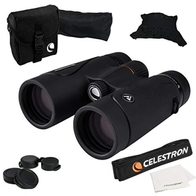 Imagen de Celestron 71404 TrailSeeker 8x42mm Binoculares de Techo con Lente Recubrimiento dieléctrico, Prisma BaK 4, Cuerpo Ligero aleación magnesio y Funda Transporte Blanda, Negros