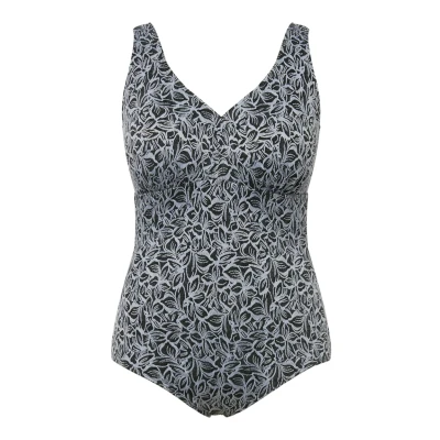 Imagen de Ulla Popken LEAF Bañador, Mujer, Talla: 56, Black