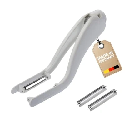 Imagen de Westmark Doble pelador de verduras y espárragos, 2 cuchillas repuesto acero inoxidable incluidas, Peel Star KS, Plástico, Blanco/Plata, 606022E6
