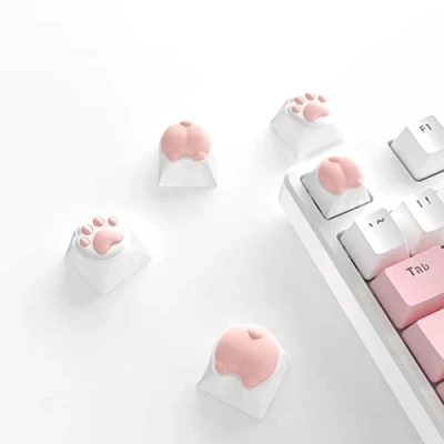 Imagen de MAMBASNAKE Cat Paws and Butts 4 Paquetes de Llaves Novedad, PBT y Materiales Caucho Blandos Keycaps Silicona 3D Personalizados con interruptores MX, Cereza/Gateron/kailh (4 keycaps)
