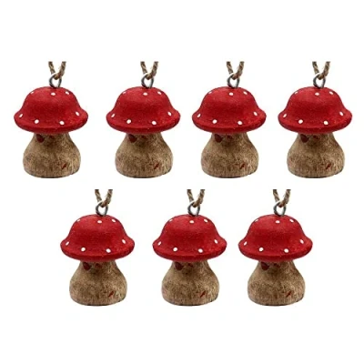 Imagen de Dekohelden24 Colgante de Madera con Forma Seta/Colgante árbol en Juego 7 Unidades, tamaño Cada Colgador (Largo x Ancho Alto): 5 4 cm, cm Aprox